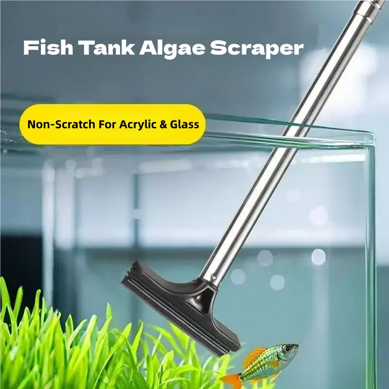 Marine Aquarium Glass Cleaner - Telescopic Aquarium Algae Scraper Stainless Steel