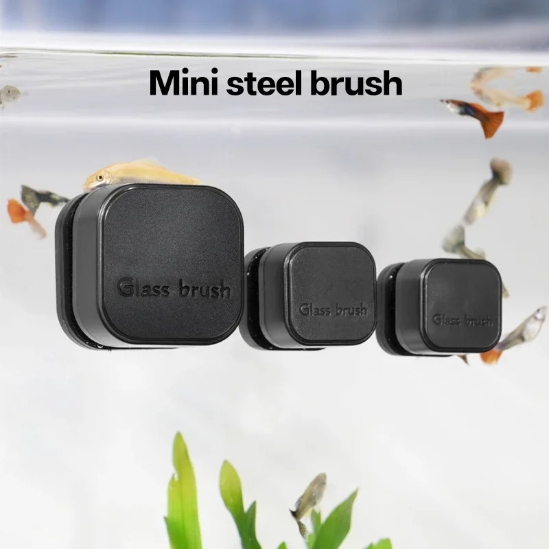 Marine Aquarium Glass Cleaner - Mini Square Magnetic Brush Aquarium Glass