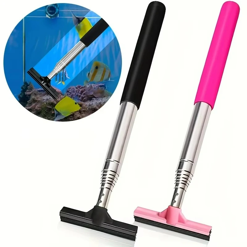 Marine Aquarium Glass Cleaner - Telescopic Aquarium Scraper Brush,Multi-Purpose Tool for